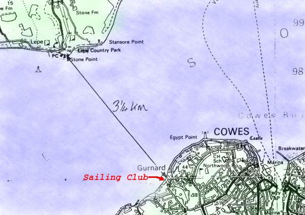 Map to Gurnard Sailing Club