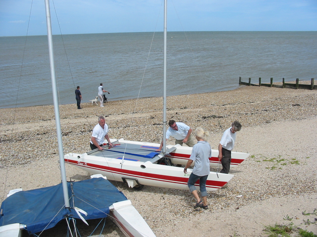 James Hurst collects boat from beach