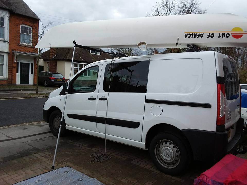 Stern has now been lifted onto the roof rack.